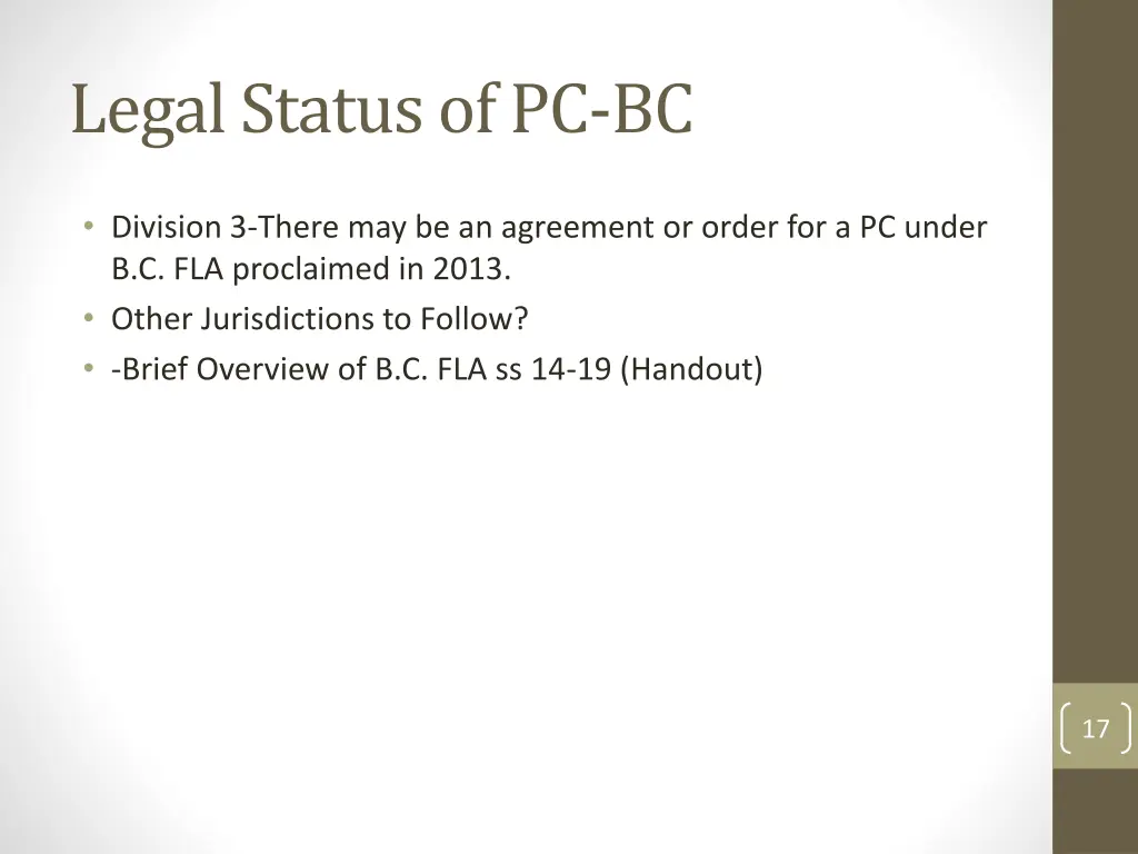 legal status of pc bc