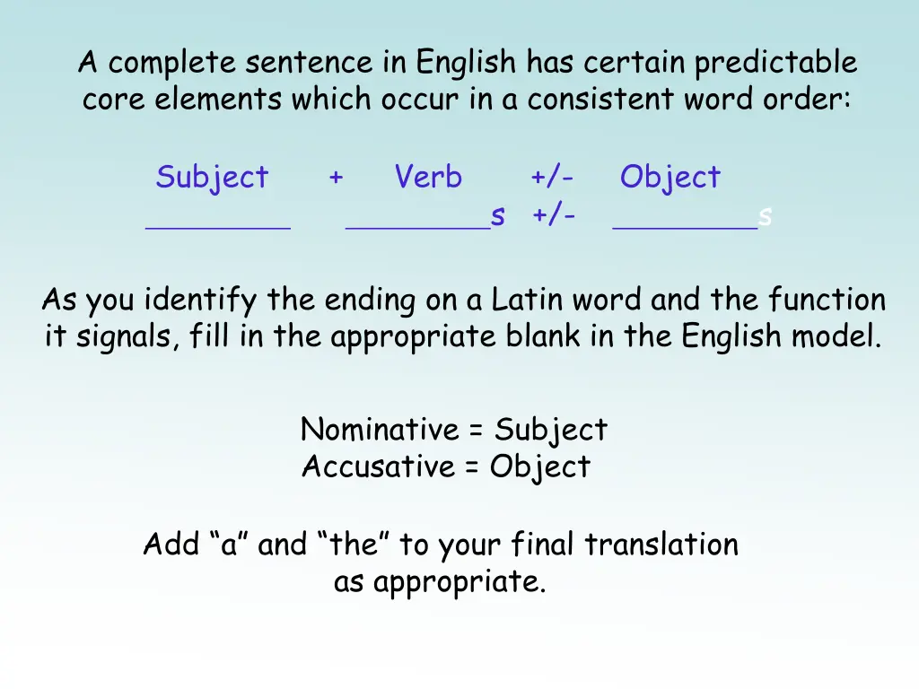 a complete sentence in english has certain