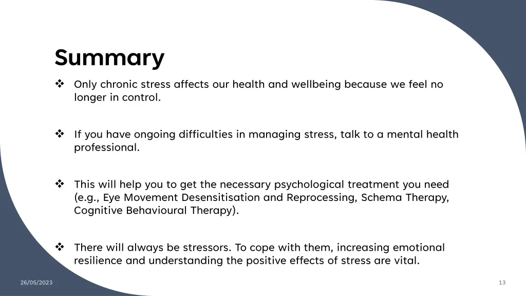 summary only chronic stress affects our health