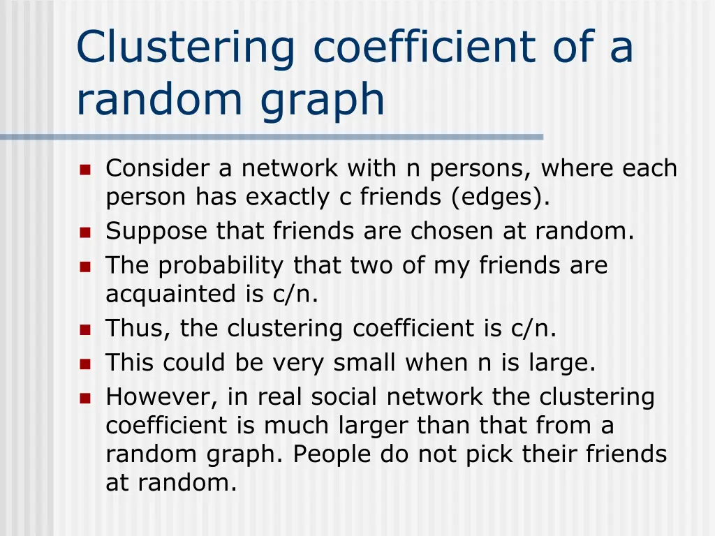 clustering coefficient of a random graph