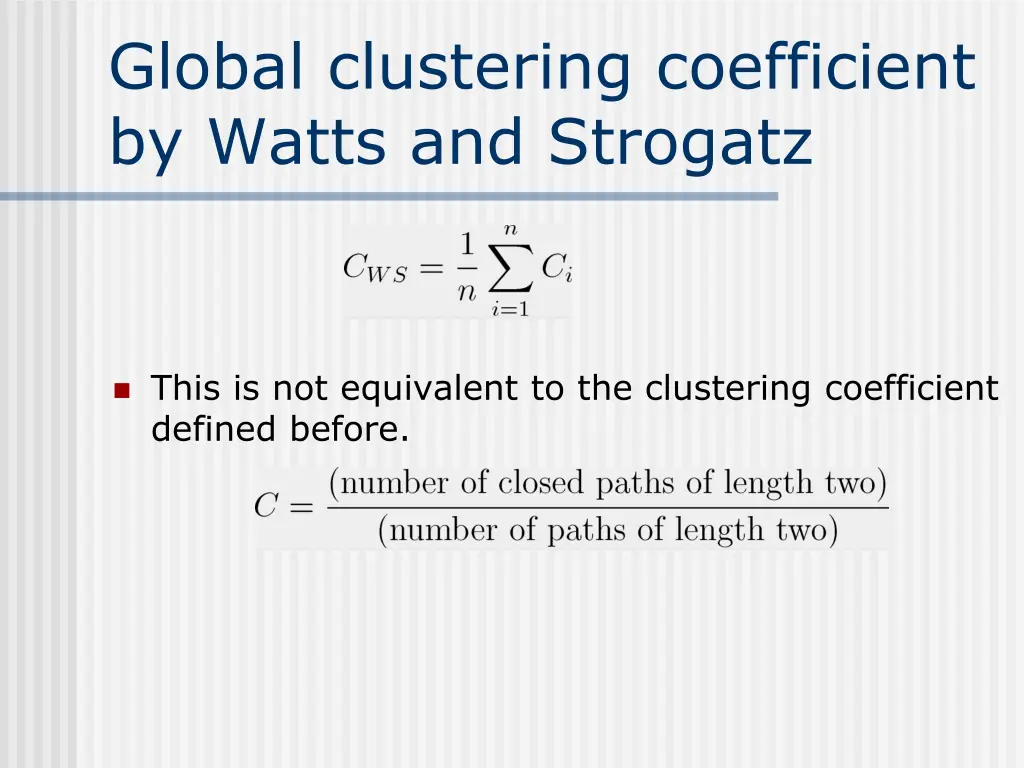 global clustering coefficient by watts