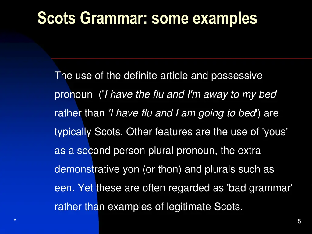 scots grammar some examples