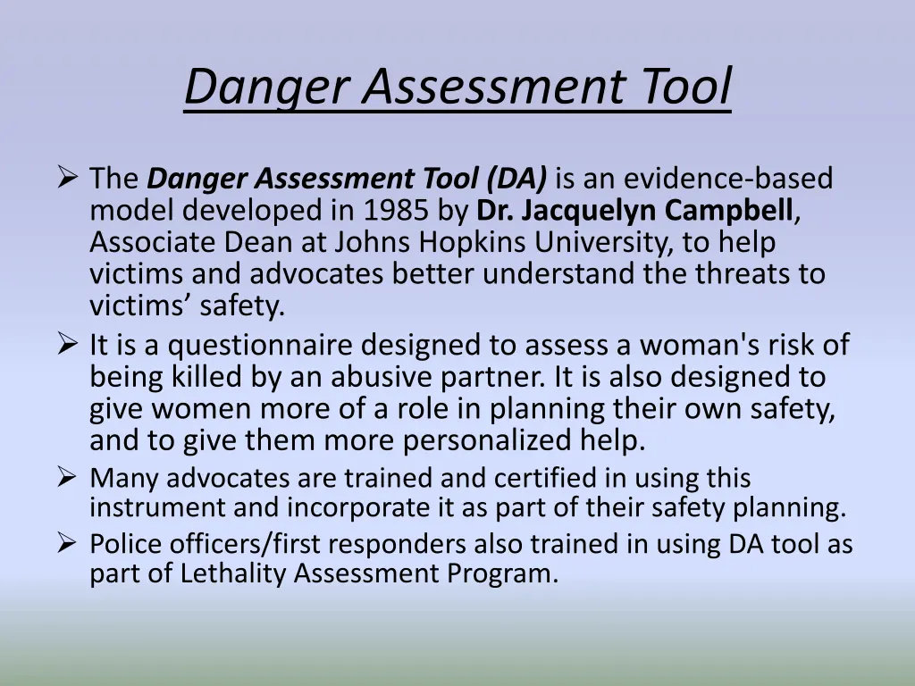 danger assessment tool