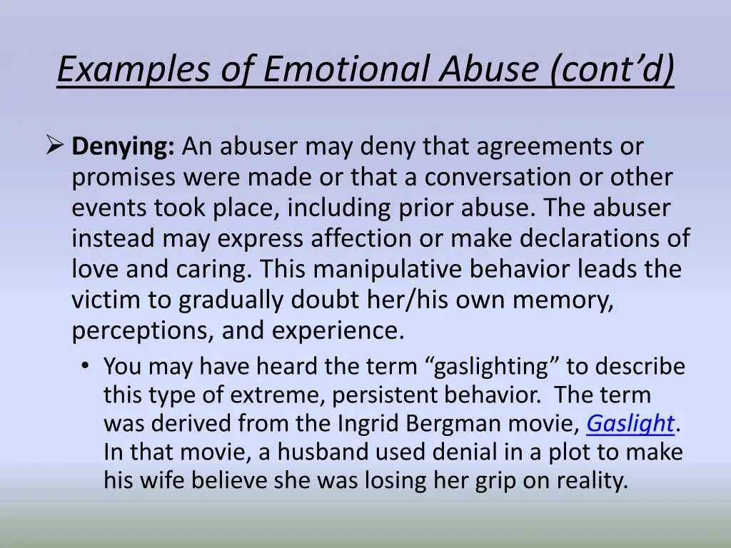 examples of emotional abuse cont d