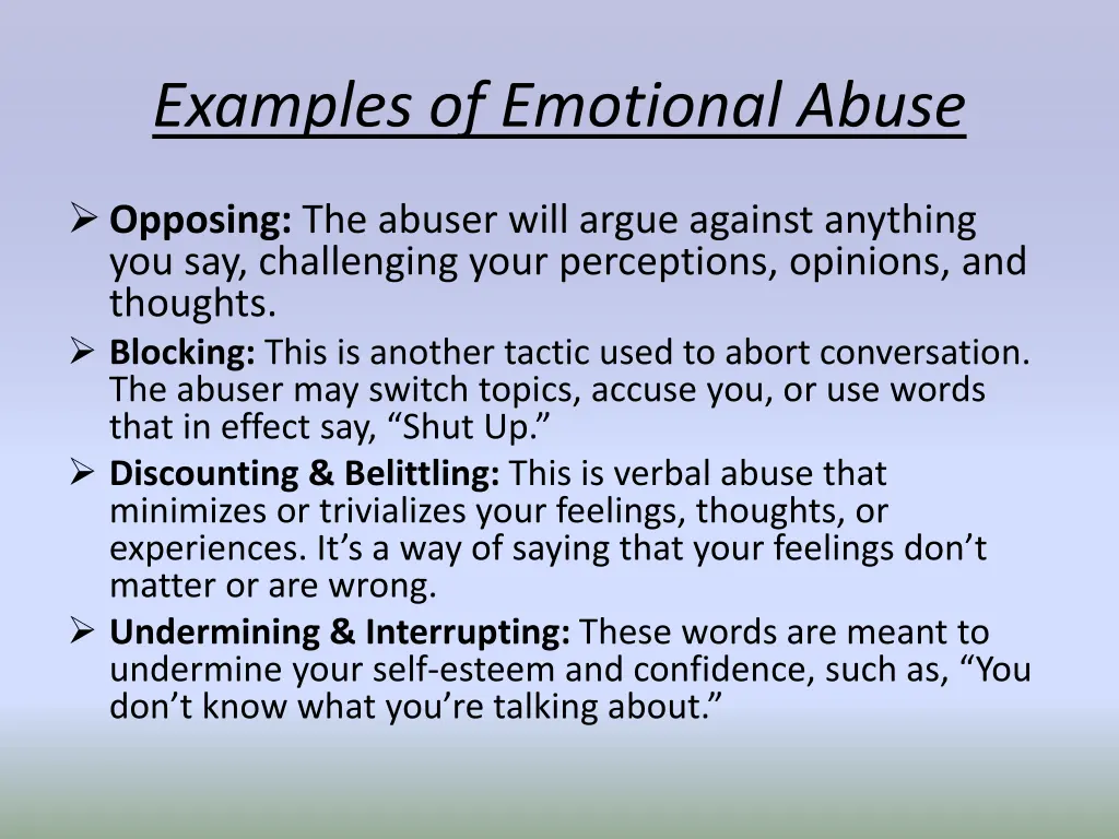 examples of emotional abuse