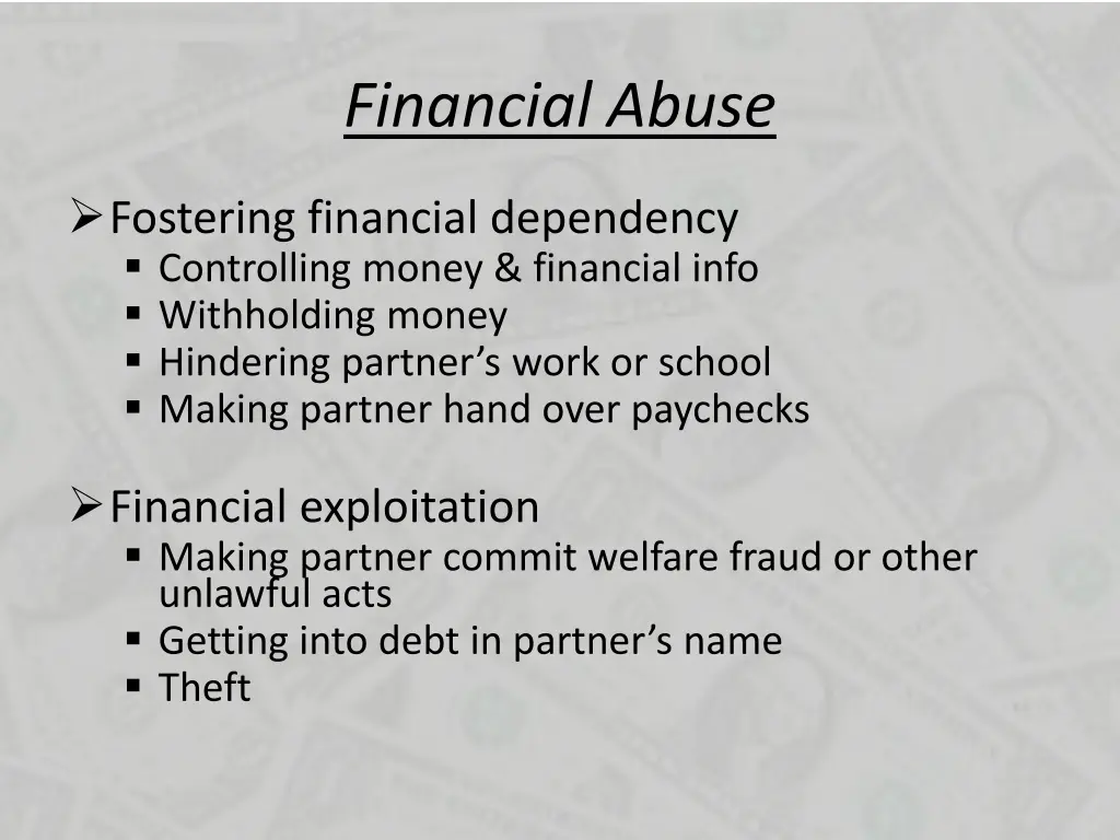 financial abuse