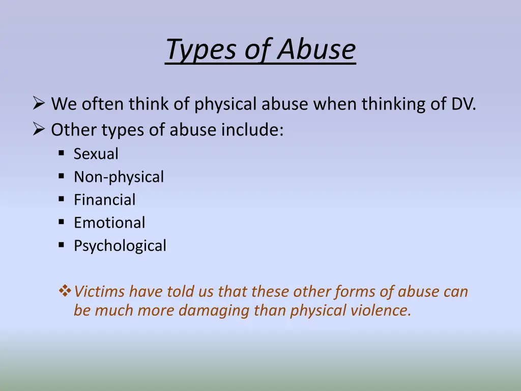 types of abuse