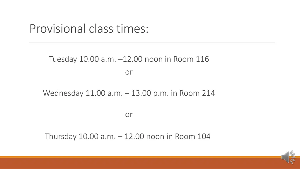 provisional class times