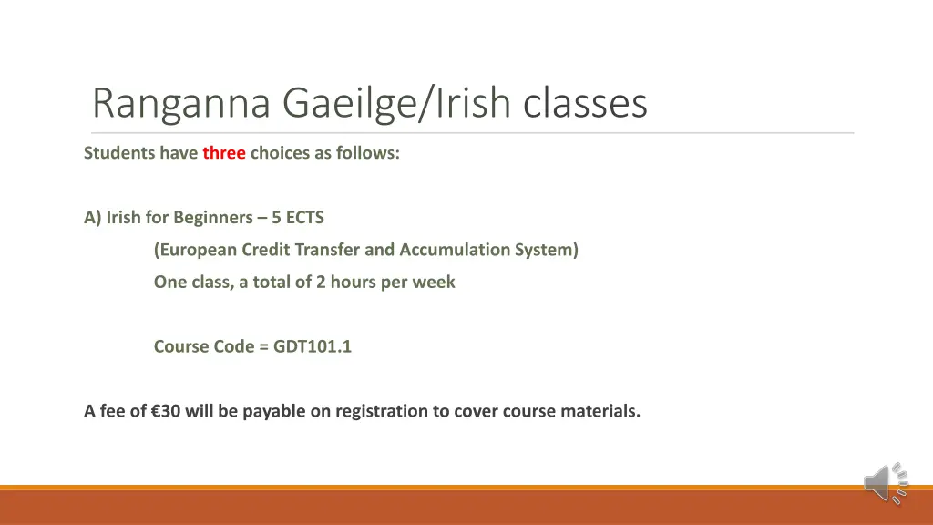 ranganna gaeilge irish classes