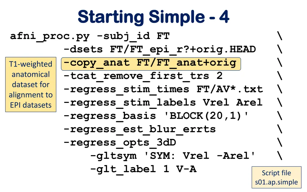 starting simple starting simple 4 4 afni proc