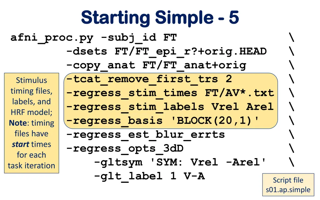 starting simple starting simple 5 5 afni proc