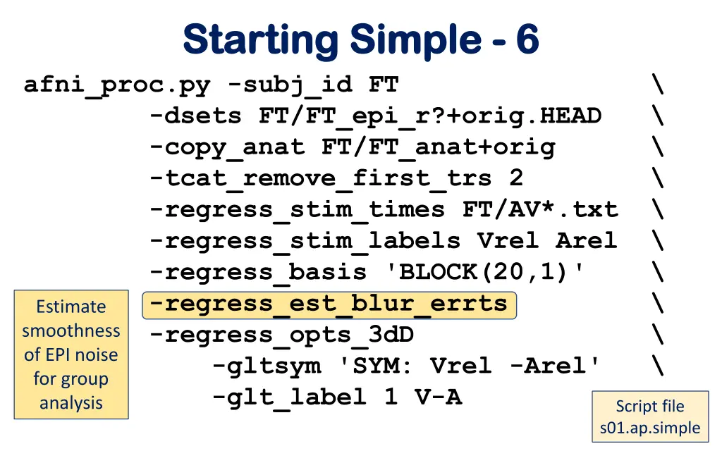 starting simple starting simple 6 6 afni proc