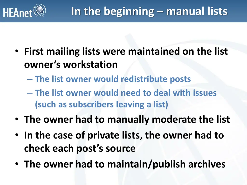 in the beginning manual lists