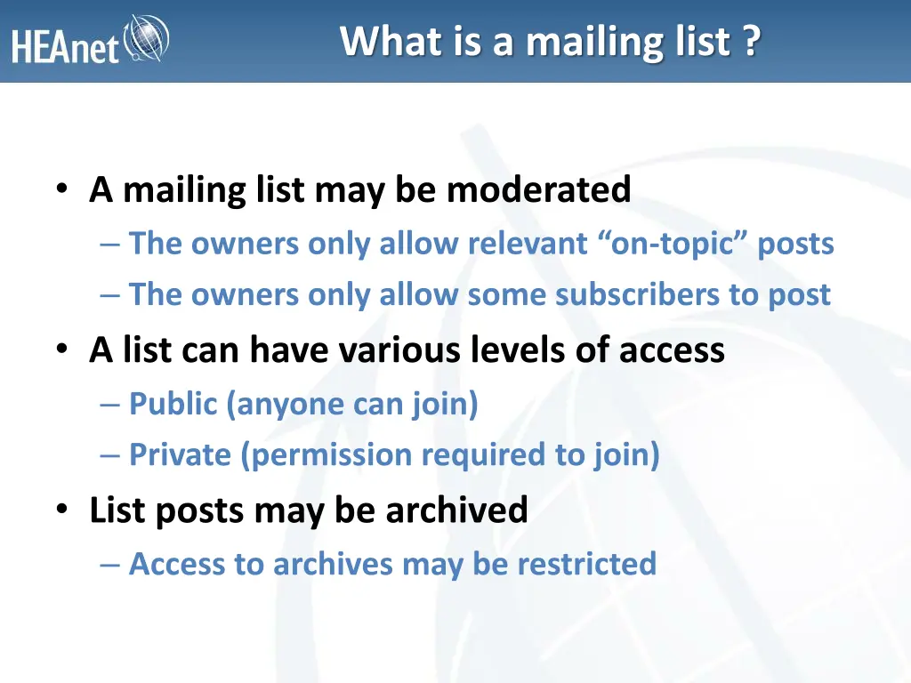 what is a mailing list 1