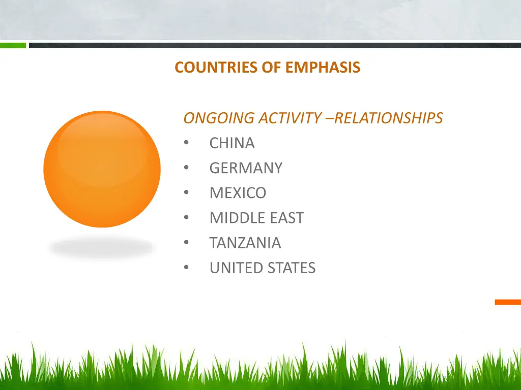 countries of emphasis