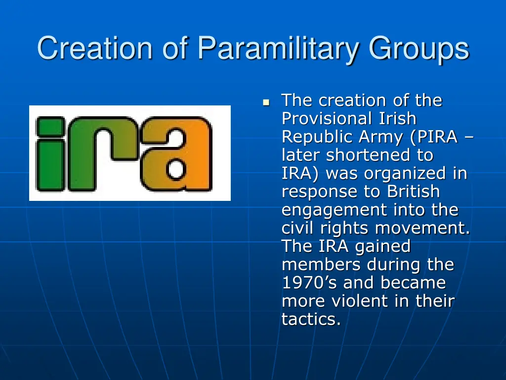 creation of paramilitary groups