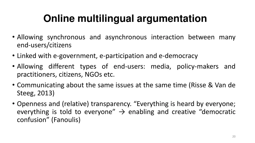 online multilingual argumentation