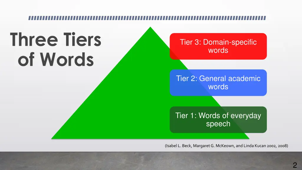 three tiers of words