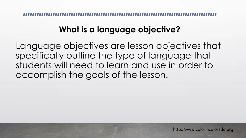 what is a language objective