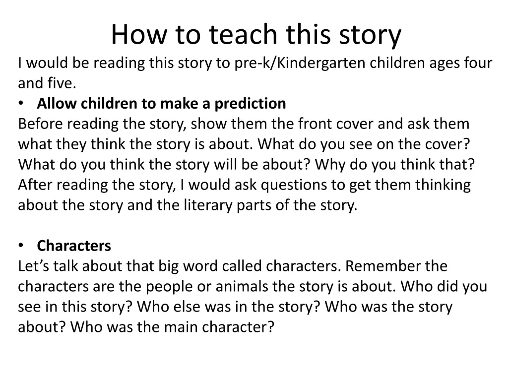 how to teach this story i would be reading this