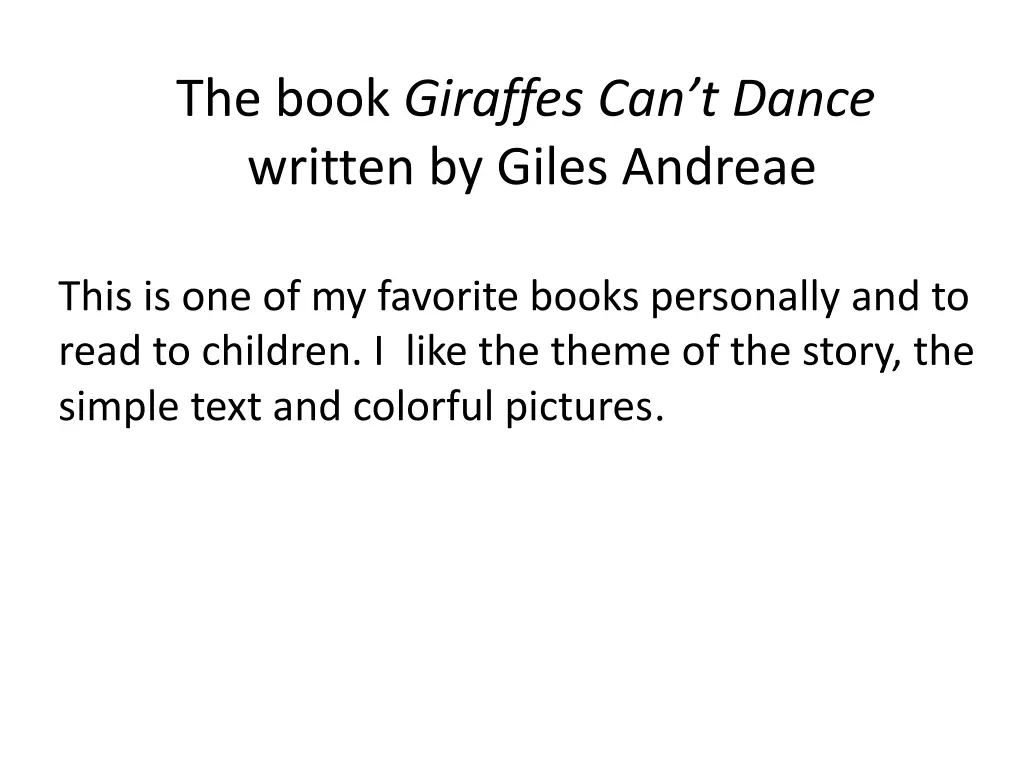 the book giraffes can t dance written by giles