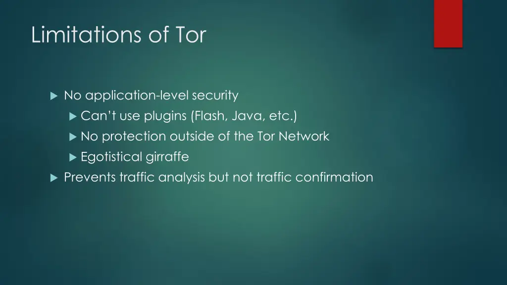 limitations of tor