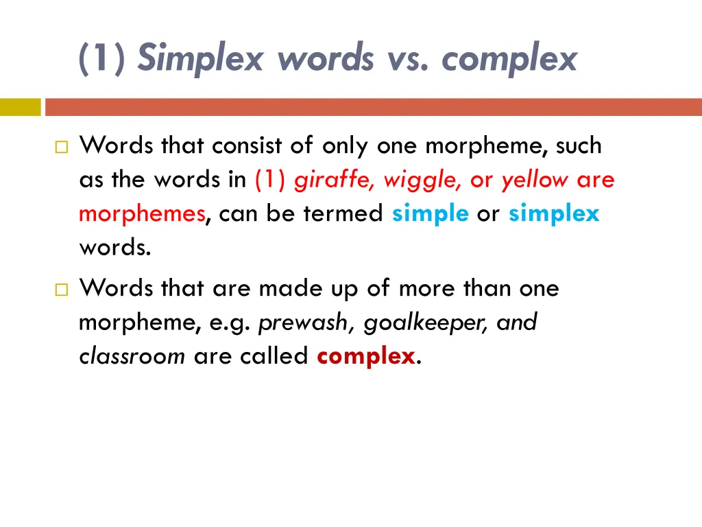 1 simplex words vs complex