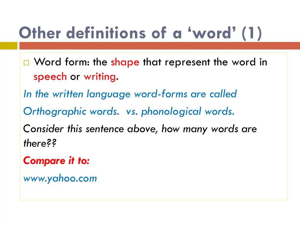 other definitions of a word 1