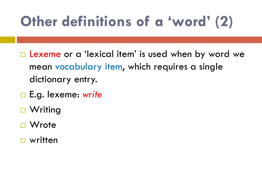 other definitions of a word 2