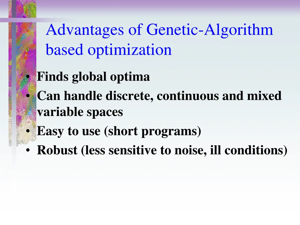 advantages of genetic algorithm based optimization