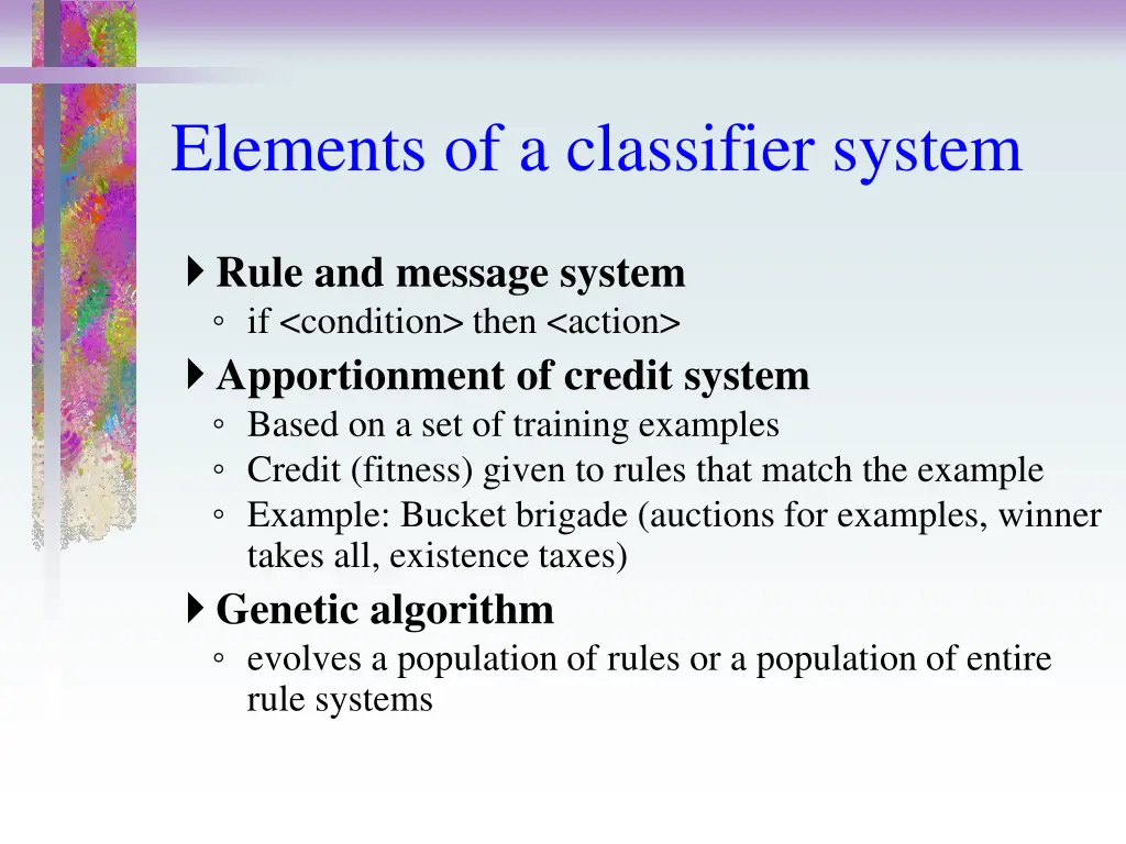 elements of a classifier system