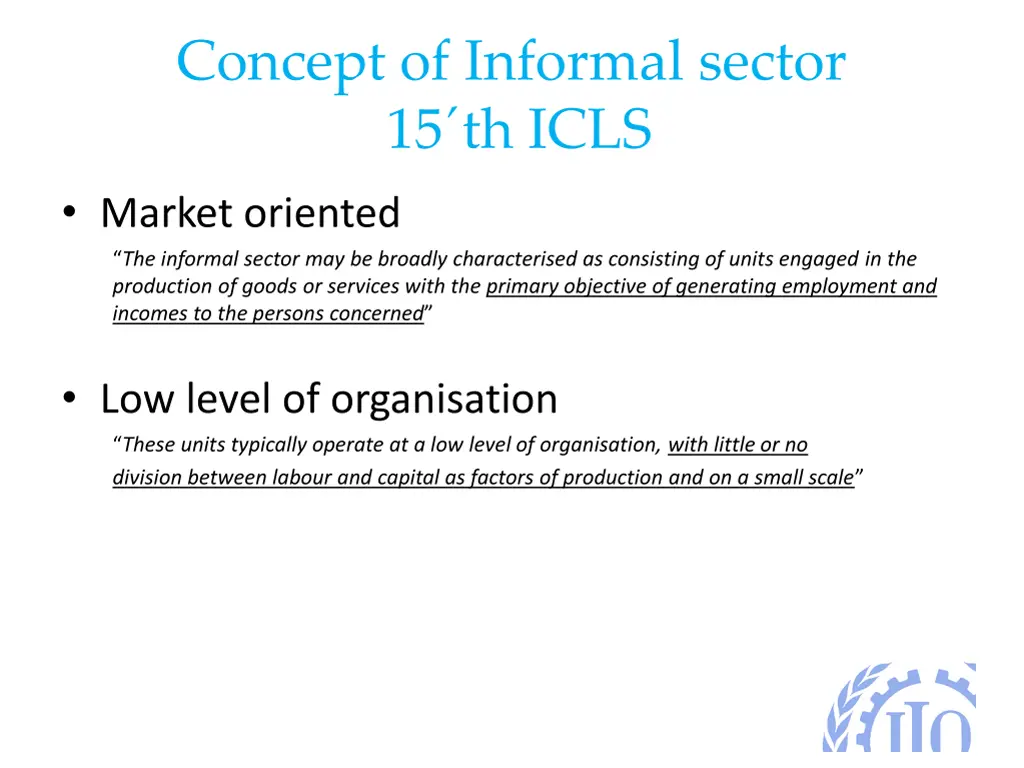 concept of informal sector 15 th icls market