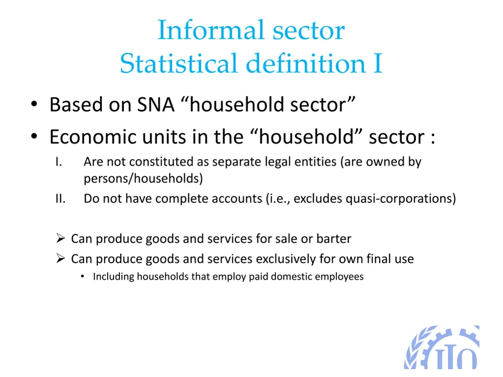 informal sector statistical definition i based