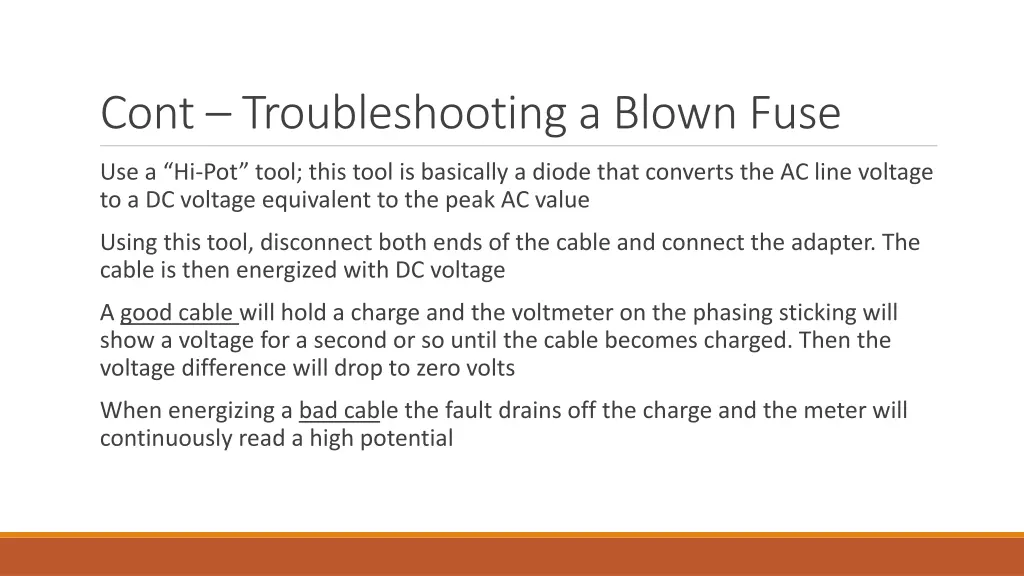 cont troubleshooting a blown fuse 1