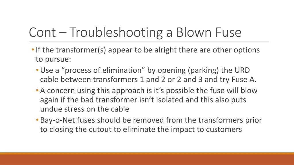 cont troubleshooting a blown fuse