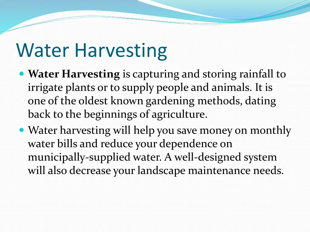 water harvesting