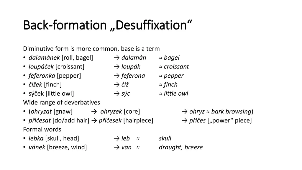 back back formation formation desuffixation