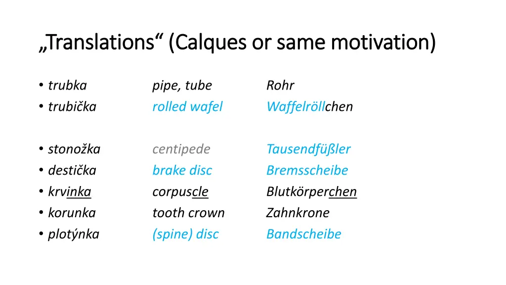 translations calques or same motivation