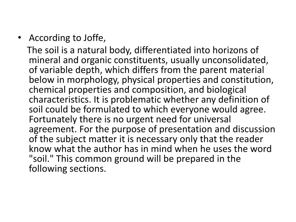 according to joffe the soil is a natural body