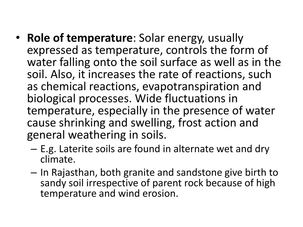 role of temperature solar energy usually