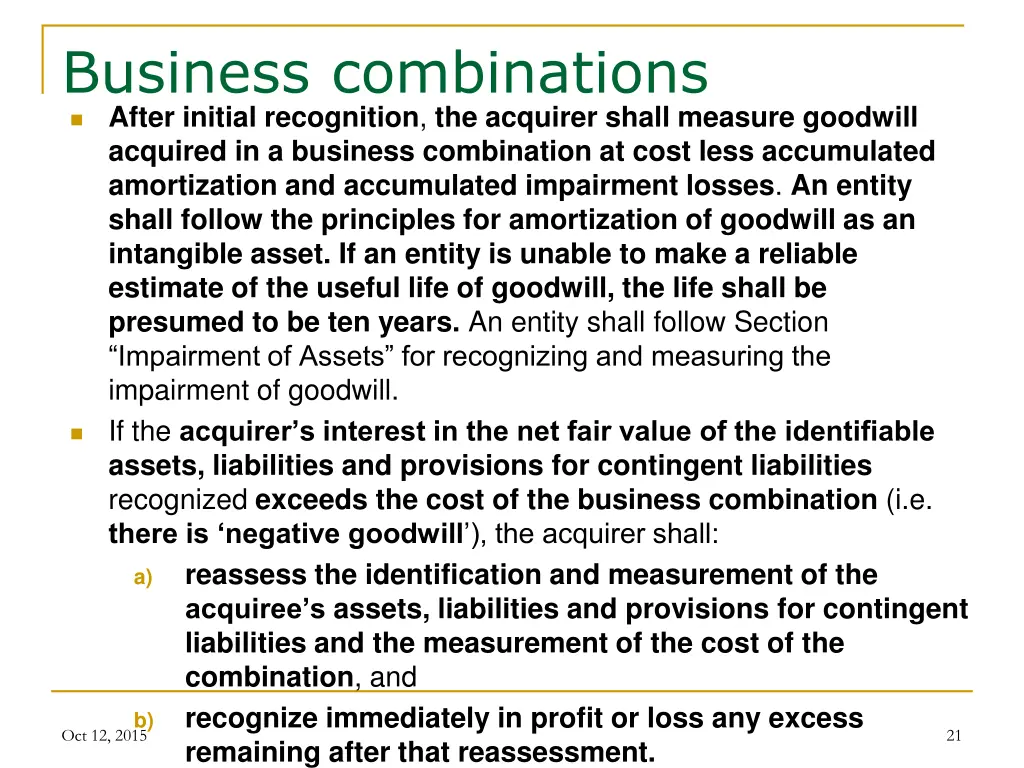 business combinations after initial recognition