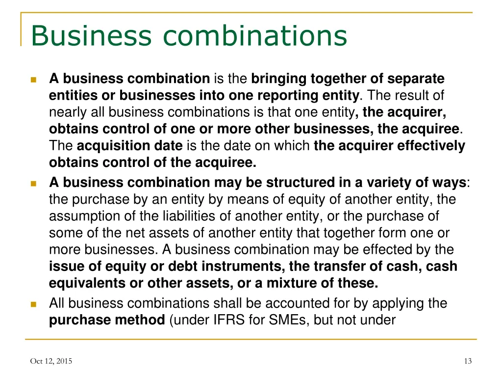 business combinations