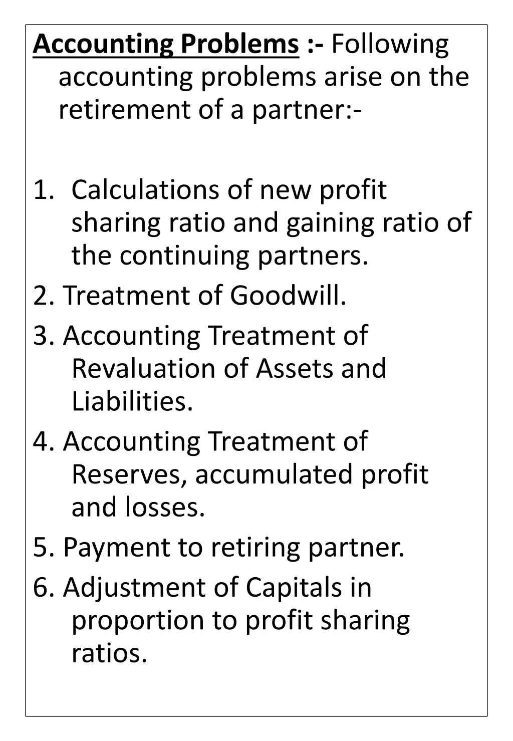 accounting problems following accounting problems