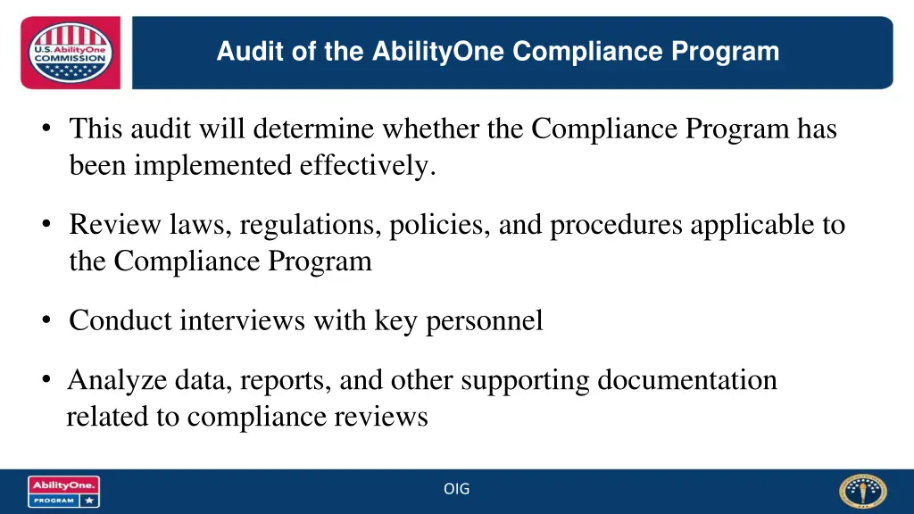 audit of the abilityone compliance program