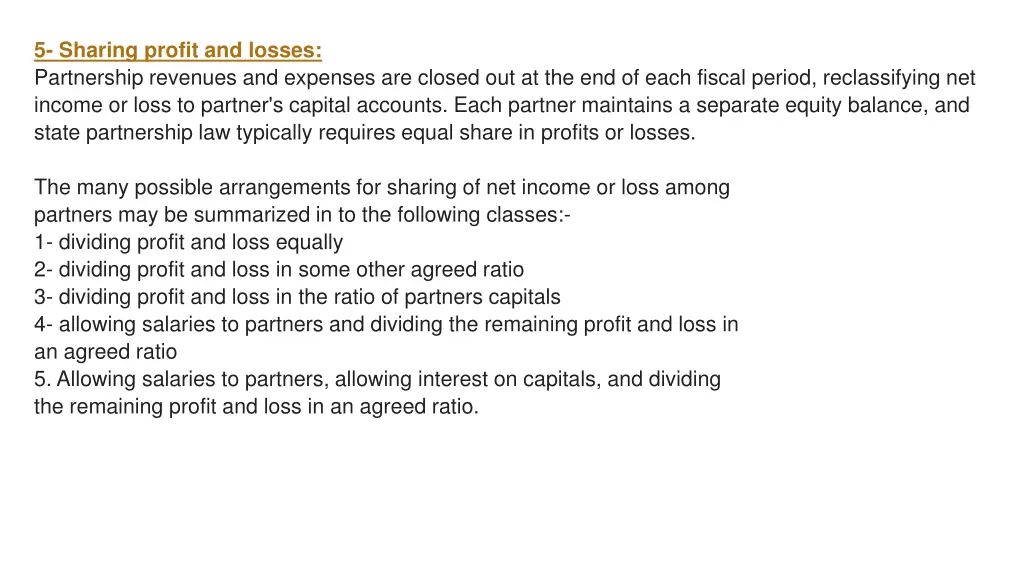 5 sharing profit and losses partnership revenues