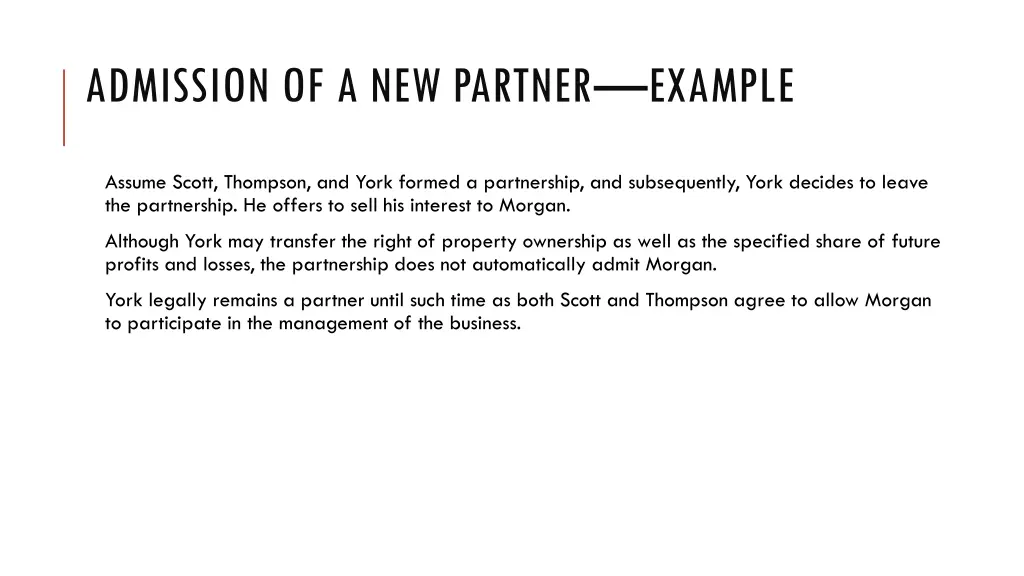 admission of a new partner example