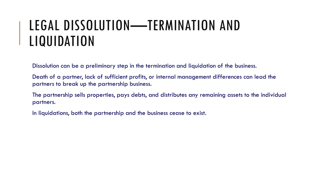 legal dissolution termination and liquidation