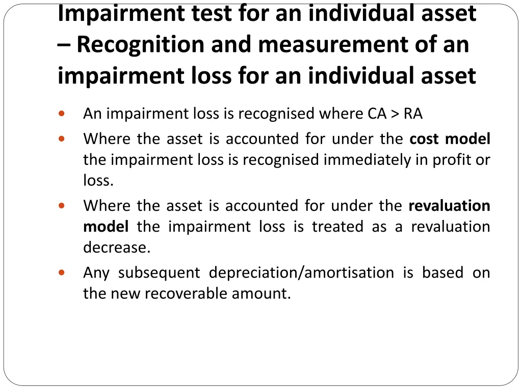 impairment test for an individual asset 1