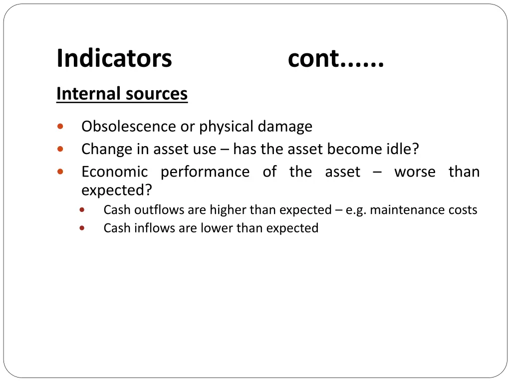 indicators cont