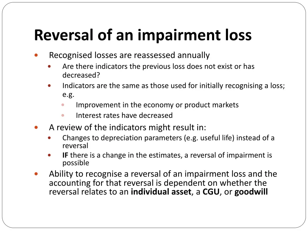 reversal of an impairment loss